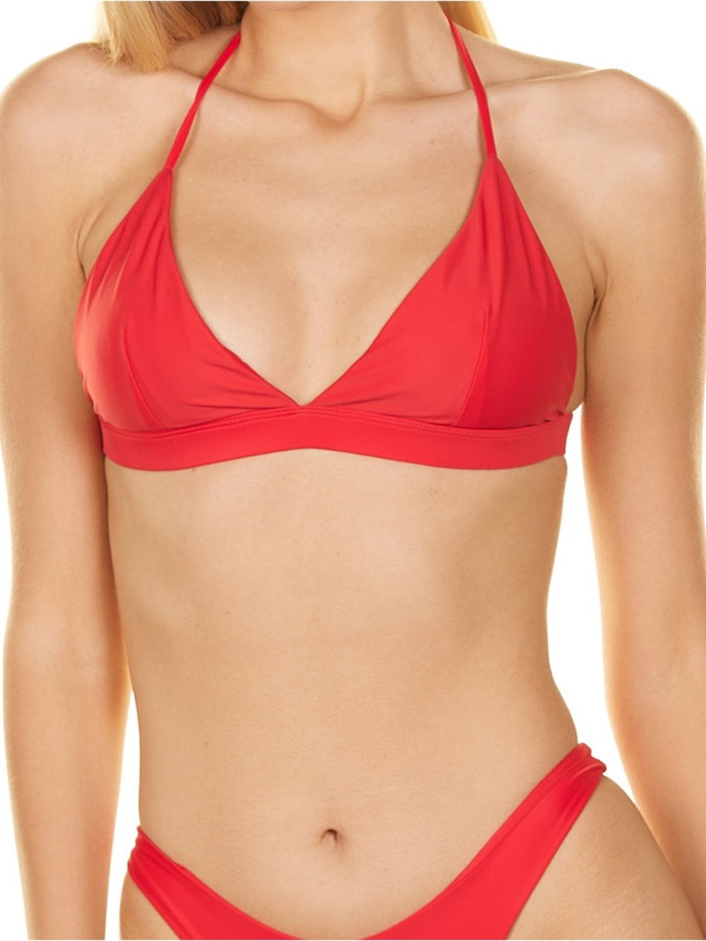 Triangle Halter Bikini Top - Cherry Red, Sustainable Swimwear - Recycled Fabric